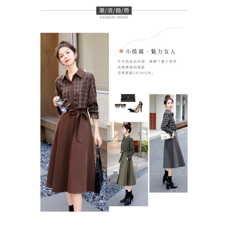 Áo Sơ Mi Ôm Dáng Giả Hai Mảnh Họa Tiết Kẻ Ô Thời Trang Mùa Thu 2023 Phong Cách Mới