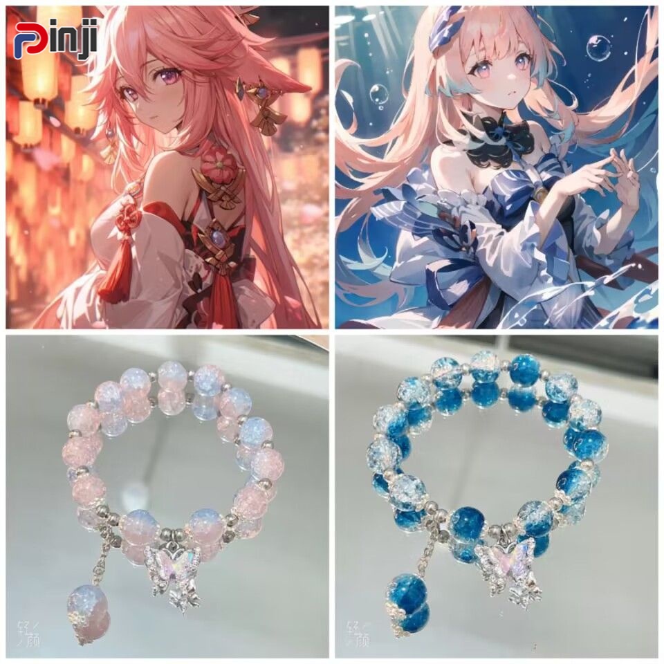 Vòng Tay Chuỗi Hạt Nhiều Màu Hình Bướm Thời Trang Ngọt Ngào Cho Nữ