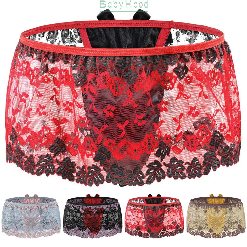 Sexy Men Sissy Lace Lingerie Skirt Clubwear Panties Underwear Underpants Briefs#BBHOOD