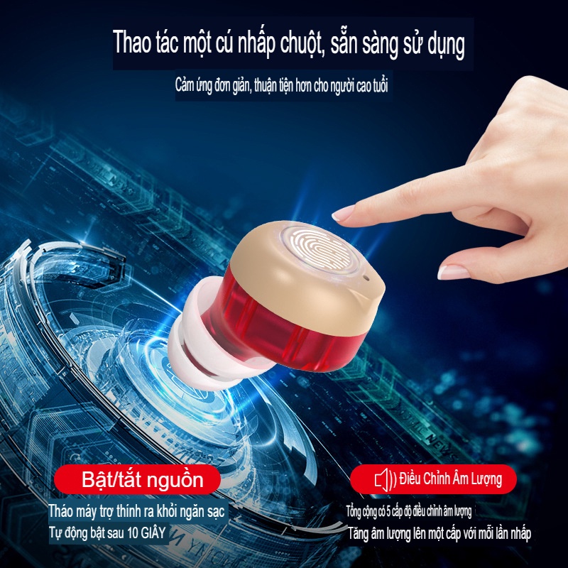 Máy Trợ Thính Không Dây Siêu Nhỏ Goodmi Gm-305 , Tai Nghe Trợ Thính Cảm Ứng