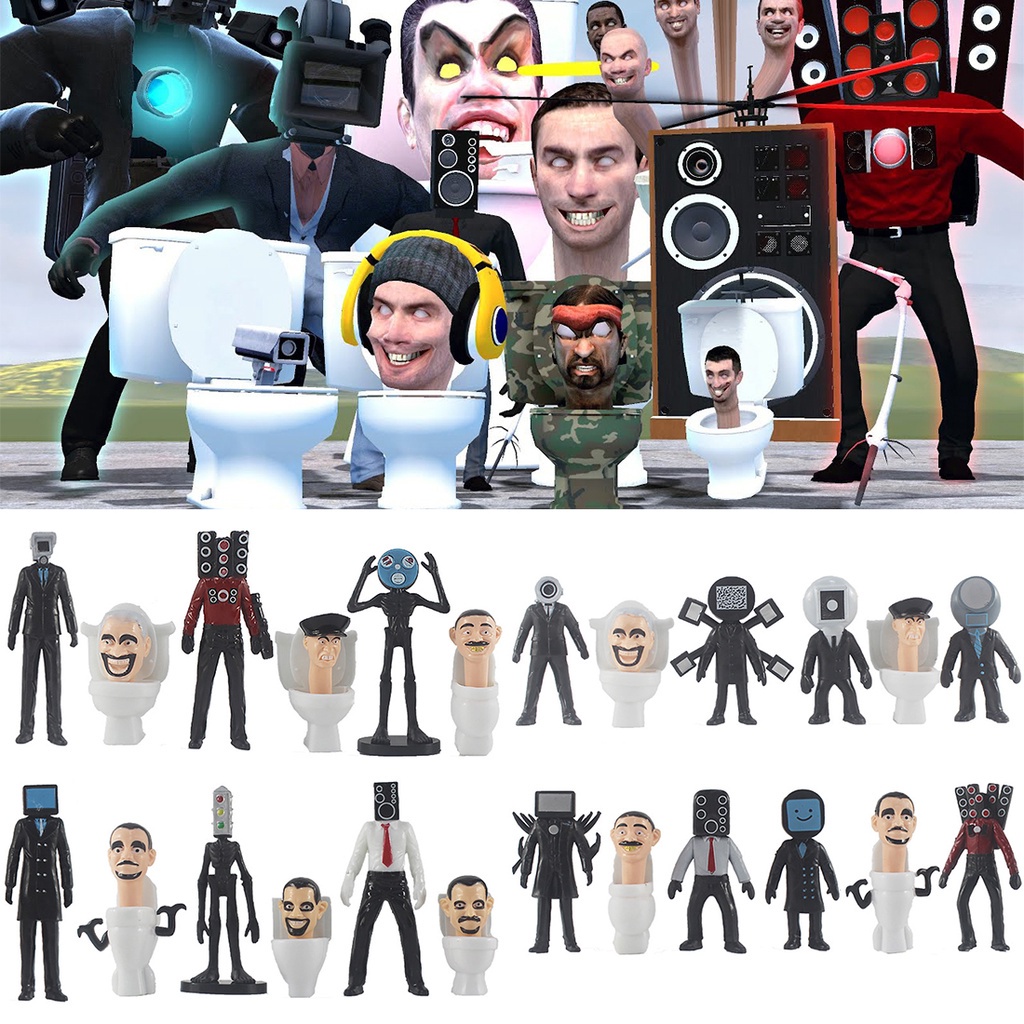 Hàng đẹp Set 12 Mô Hình Nhân Vật Phim Hoạt Hình skibidi toilet Bằng pvc cực chất oto