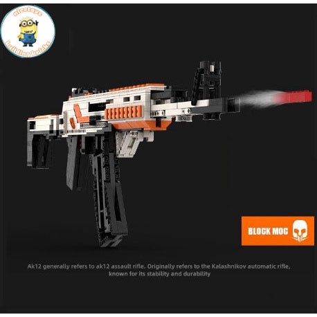 Thanh lí Đồ Chơi Lắp Ráp Kiểu , Free Fire Mô Hình Rifle AK12 ASSIMOV Và AK12 Black  Model.KV003 có tặng xe