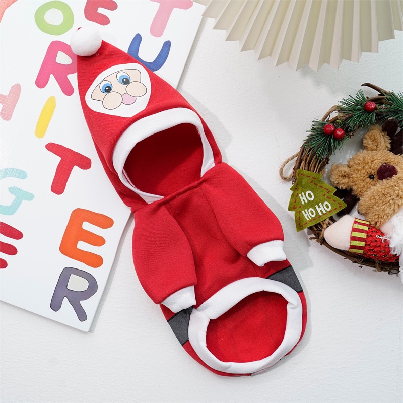 Áo sweater Có Mũ Trùm Họa Tiết Ông Già Noel Dễ Thương Cho Thú Cưng