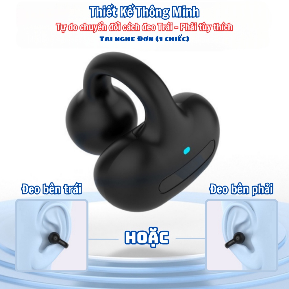 Tai nghe Bluetooth không dây kẹp vành tai TWS mã M-S8, Mẫu tai nghe thể thao chống thấm nước, chống ồn - YKD