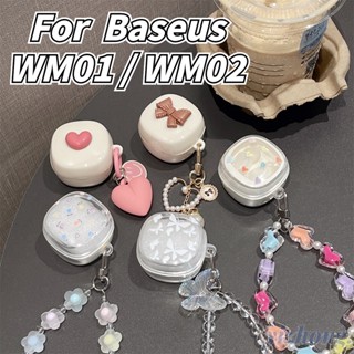 Baseus Vỏ Bảo Vệ Hộp Sạc Tai Nghe wm01 wm02 Không Dây Bằng tpu Mềm Họa Tiết Hoa Và Bướm Kèm Dây Đeo Chống Thất Lạc