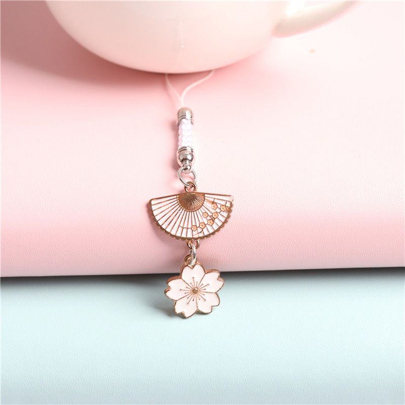 Mobile Mặt Dây Đeo Điện Thoại diy Hình Quạt Hoa Anh Đào Lớn Dễ Thương