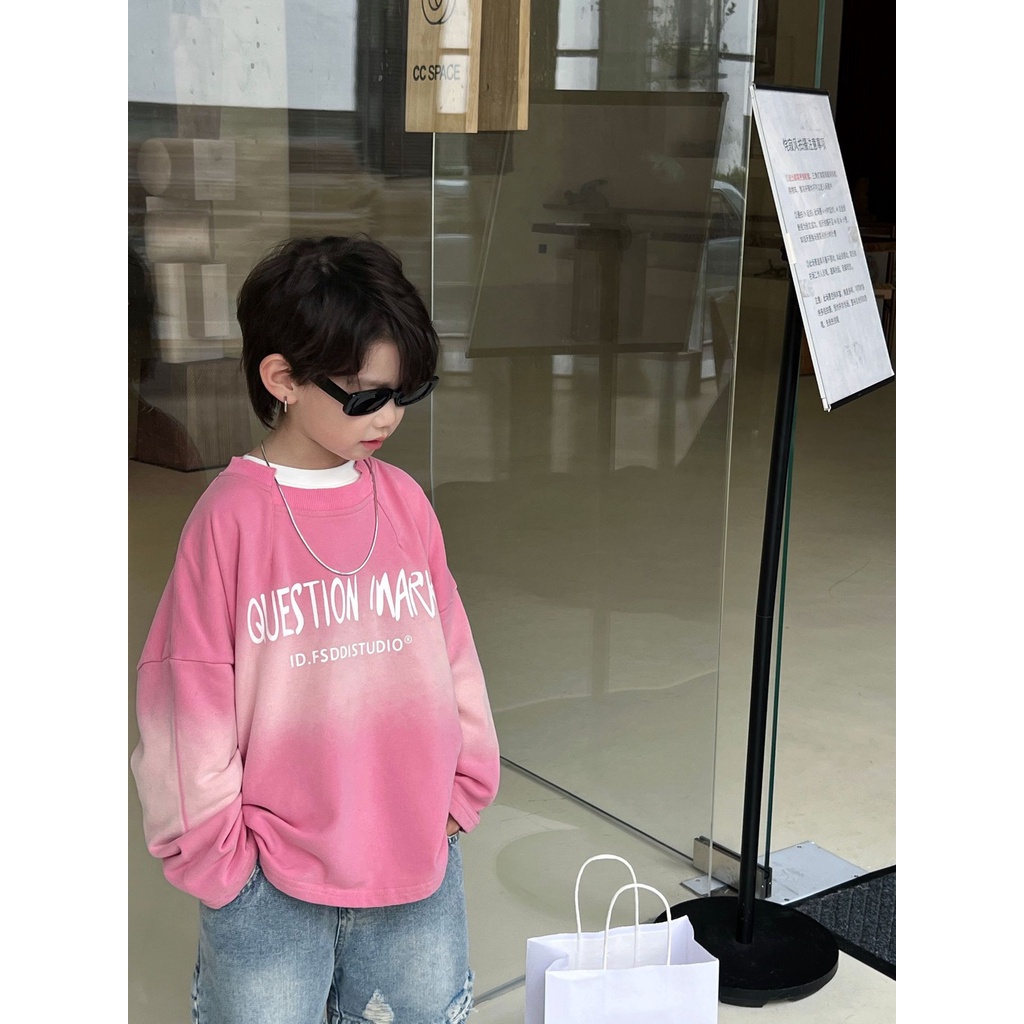 Áo nỉ cho bé AB787 size 90-140 màu hồng omber, thời trang trẻ em phong cách Hàn Quốc