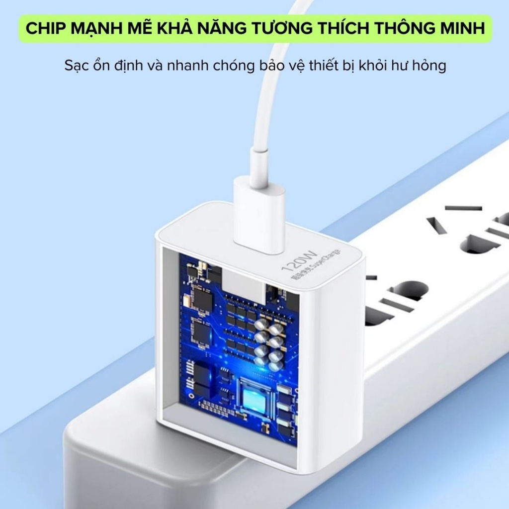 Củ Sạc Nhanh 120W Chuyên Dụng cho Điện Thoại, Laptop, Thiết Bị Điện Tử