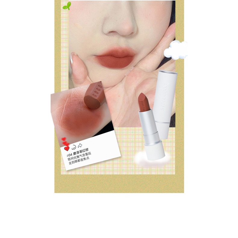 Gogotales Son Môi Nhung Kẻ Sọc Mềm Mại Thời Trang Thu Đông vintage Cho Học Sinh