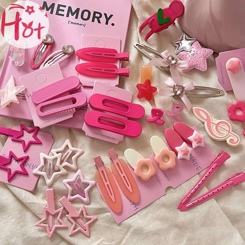 Jr Kẹp Tóc y2k Màu Hồng Xinh Xắn Đáng Yêu Cho Nữ vn