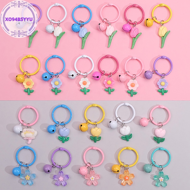 Xo94bsyu Móc Chìa Khóa resin Hình Hoa Màu Kẹo Dễ Thương Trang Trí Ba Lô Cho Nữ vn