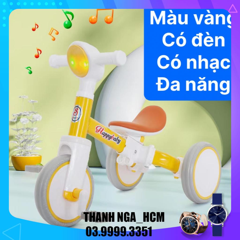 Xe đạp 3 bánh có đèn có nhạc đa năng gấp gọn yên da cho bé