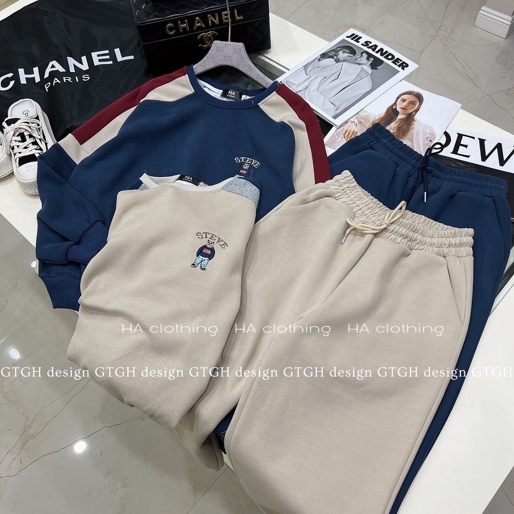 Siuu phẩm Set nỉ gấu thêu phối màu so hott hàng QC