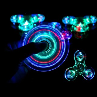 Transparent luminous led light fidget spinner hand top spinners glow in dark light edc figet spiner finger stress relief toys