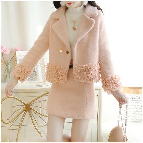 Set Áo Khoác Và Chân Váy Len Thời Trang Thanh Lịch Cho Nữ