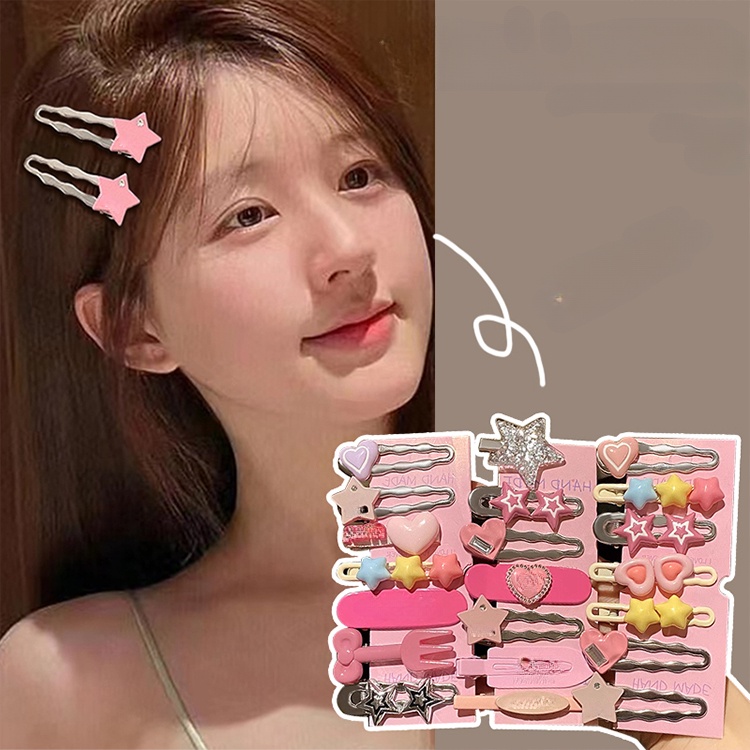 Set 7 Kẹp Tóc Ngôi Sao Bằng Kim Loại Màu Hồng Ngọt Ngào Cho Bé Gái