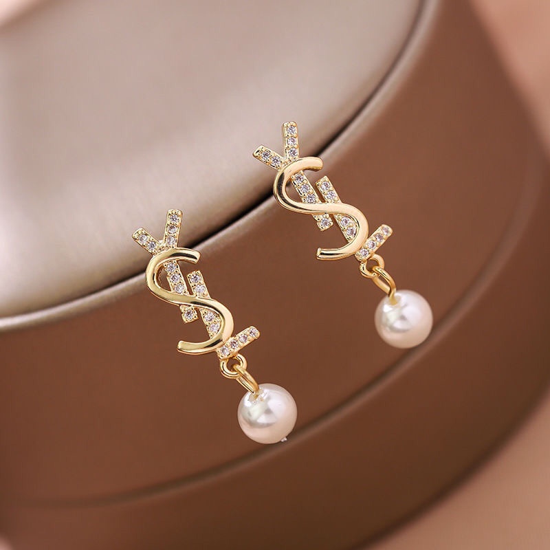 Khuyên Tai ysl Bằng Thép Titan Đơn Giản Thanh Lịch / Cá Nhân / Tinh Tế Cho Nữ