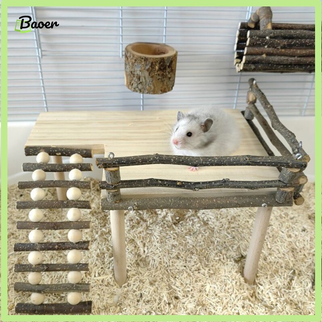 Kệ Gỗ Tự Nhiên 100% Chính Hãng Cho Chuột hamster / Gấu / Lồng Leo Trèo