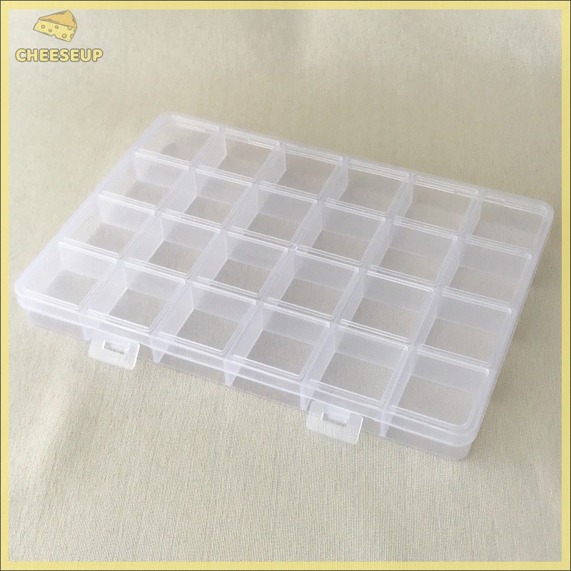 Phô Mai Pho Mát| Hộp Nhựa Trong Suốt 24 Ngăn Đựng Trang Sức Tiện Dụng