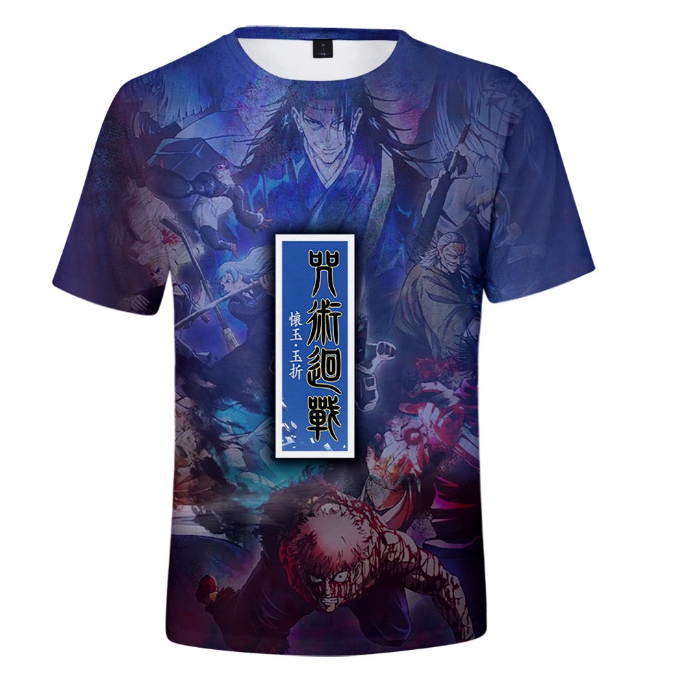 Gp41 jujutsu kaisen Áo Thun Tay Ngắn In Hình anime gojo satoru geto suguru 3d Đơn Giản Thời Trang unisex pl