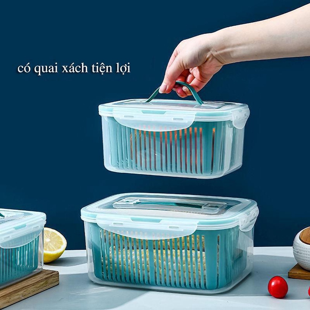 SET 5 HỘP ĐỰNG ĐỒ TỦ LẠNH ĐA NĂNG 2 LỚP CAO CẤP CÓ NẮP ĐẬY, HỘP ĐỰNG THỰC PHẨM CÓ QUAI XÁCH - 
 yenthanh.store