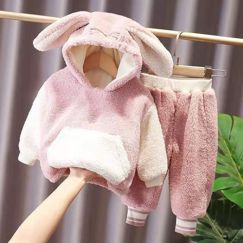 Homibear / / set Áo Khoác Lông Cừu Tay Dài Có Nón Dày Dặn Giữ Ấm Dành Cho Trẻ Em