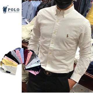 Rl Polo Áo Sơ Mi Dài Tay Công Sở Thường Ngày Đáy Áo Sơ Mi Nhiều Màu Sắc Pony Logo Oxford Nam Công Sở Hàng Đầu Quần Áo Nam
