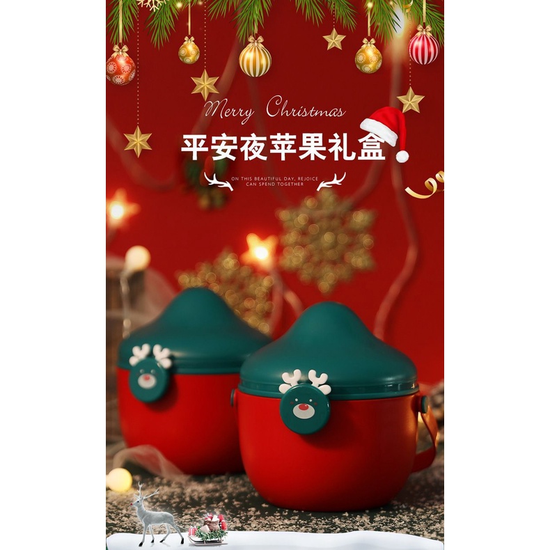 Hộp Quà Giáng Sinh Năm Mới 2022 Trang Trí Trái Táo Kèm Túi Đựng