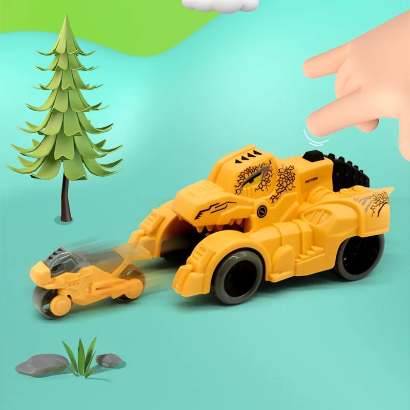 Xe ô tô địa hình khủng long chạy đà quán tính bắn ra mô tô tốc độ cao phát triển trí thông minh cho bé yk
