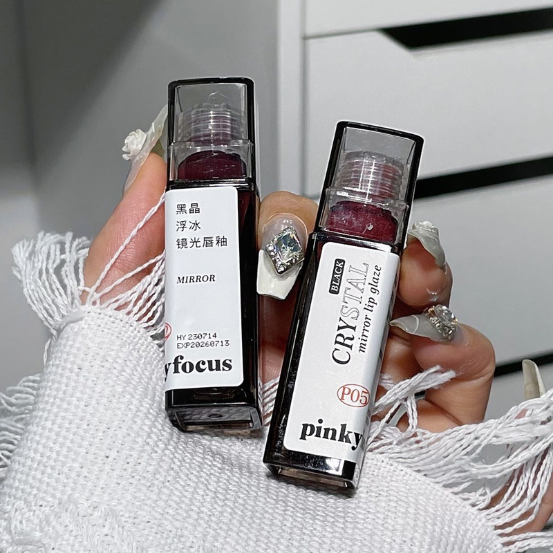 Pinkyfocus Son Bóng Hiệu Ứng Gương Màu nude Tự Nhiên Lâu Trôi Dưỡng Ẩm Không Dễ Phai