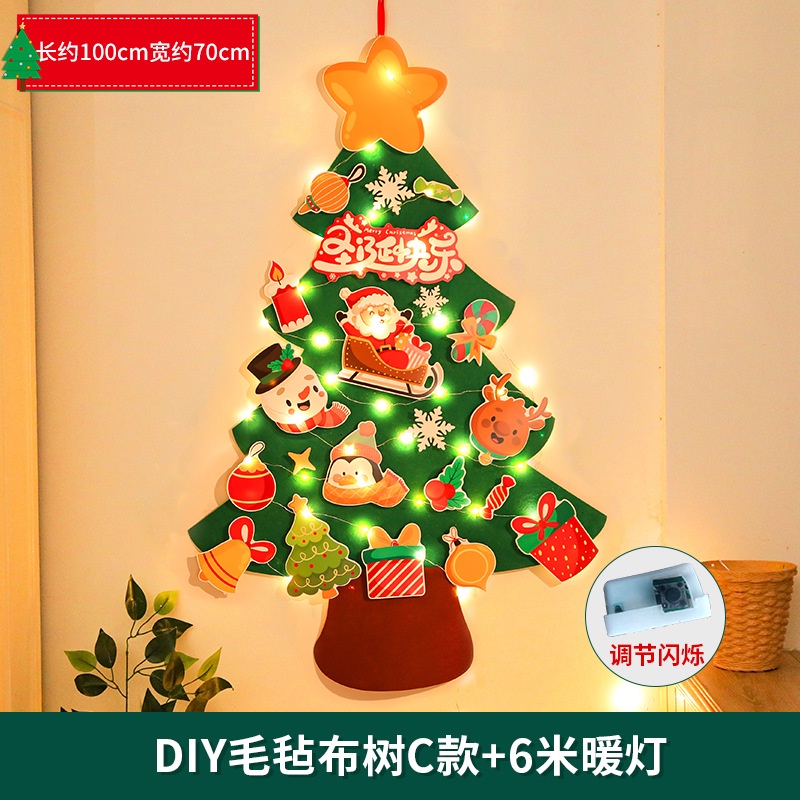 Cây Thông Giáng Sinh Bằng Vải Nỉ Dán Tường Trang Trí Thủ Công diy