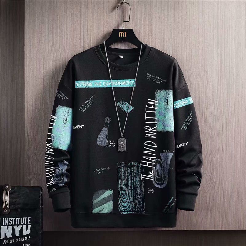 Áo Nỉ Dài Tay Cổ Tròn Phong Cách Hàn Quốc Thời Trang Mùa Thu Mới Cho Nam