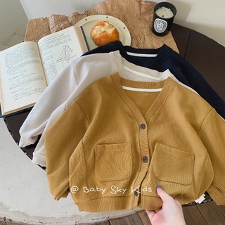 Áo khoác cardigan màu trơn phong cách hàn quốc thời trang mùa thu 2023 cho bé