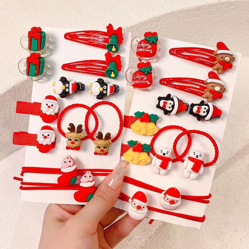 Kẹp Tóc Da Hình Sừng Tuần Lộc Giáng Sinh Cho Bé Gái