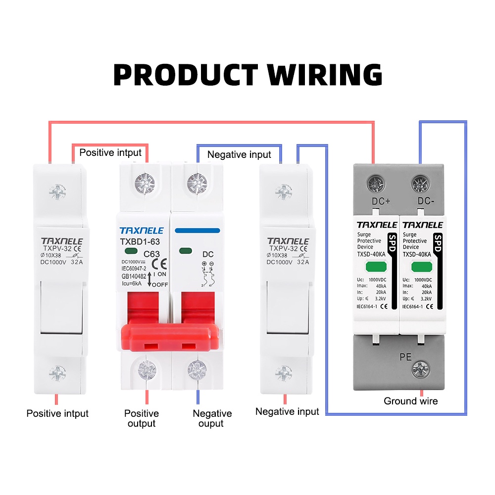 Dc Thiết Bị Bắt Tia Cực Tím Ppd 2p 20ka 40ka 60ka 60ka 600v 800v 1000v