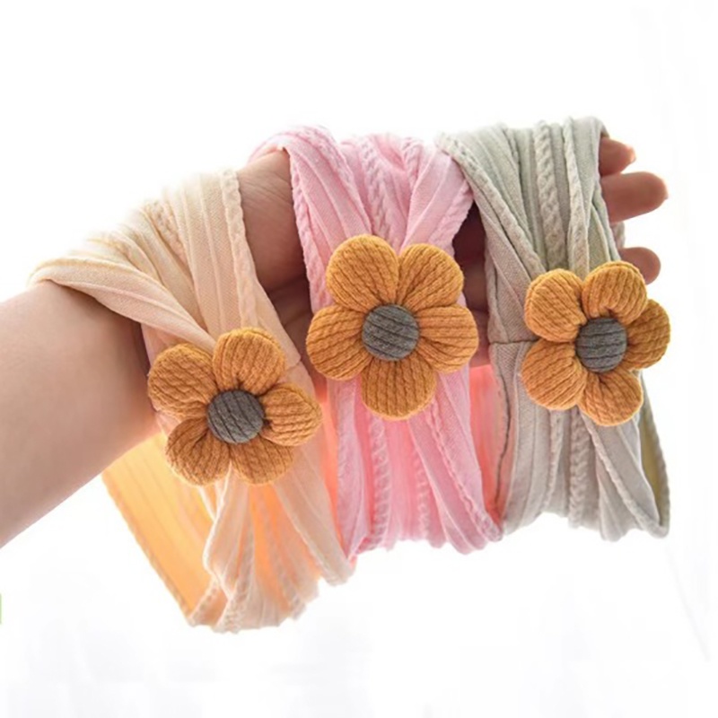 Băng Đô Cài Tóc Bằng cotton Mềm Co Giãn Đính Hoa Dễ Thương Cho Bé Gái