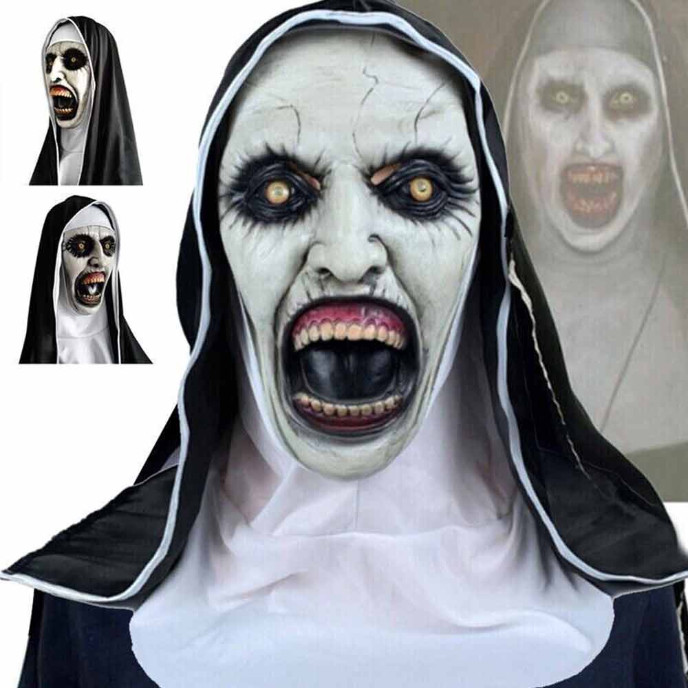 The Horror Scary Nun Latex Mask w/Headscarf Valak Cosplay for Halloween Costume HOT
