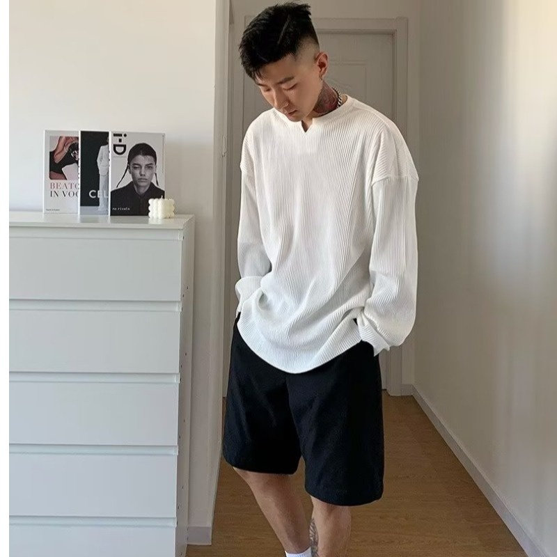 Áo Thun Dài Tay Màu Trơn Đơn Giản Thời Trang Cho Nam