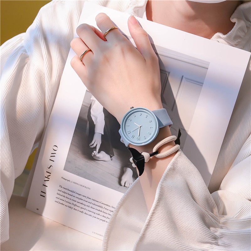 Cao Cấp Đồng Hồ Đeo Tay Màu Hồng Hoa Anh Đào Đơn Giản Nghệ Thuật Tươi Tắn Nghệ Thuật Cho Nữ Sinh Phong Cách preppy