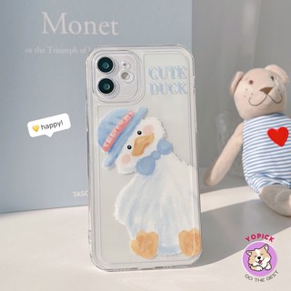 Dành Cho IPhone 15 14 13 12Pro Max 11 XR XS Max 7 8 Plus SE2020 Điện Thoại Hoạt Hình Dễ Thương Vuốt Vịt Cho IPhone 16Pro 16Plus Vỏ Điện Thoại Mềm TA