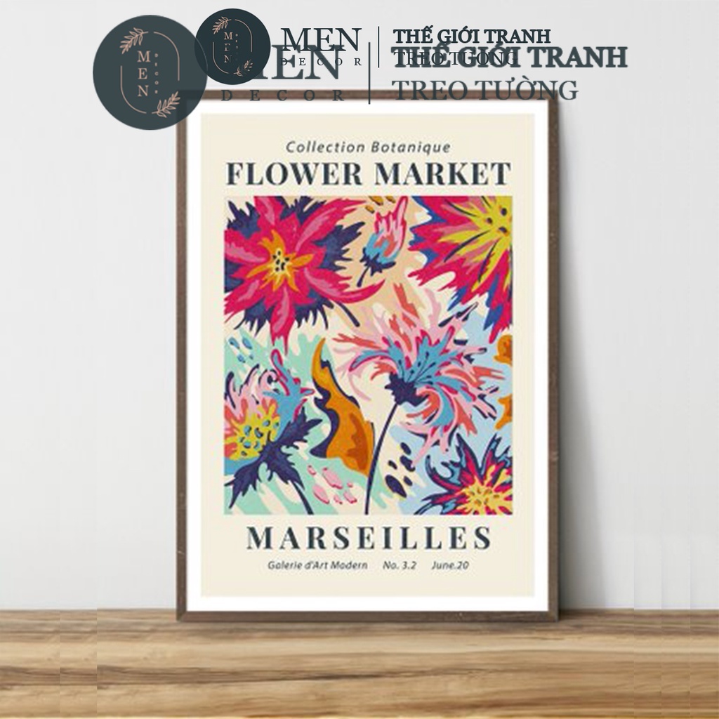Tranh treo tường canvas Flower Market trang trí phòng khách đẹp có khung - MEN DECOR
