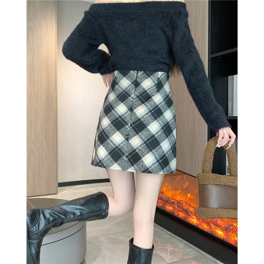 Chân Váy Len Chữ a Lưng Cao Dáng Ôm Thời Trang Thu Đông Phong Cách Hàn Quốc Cho Nữ