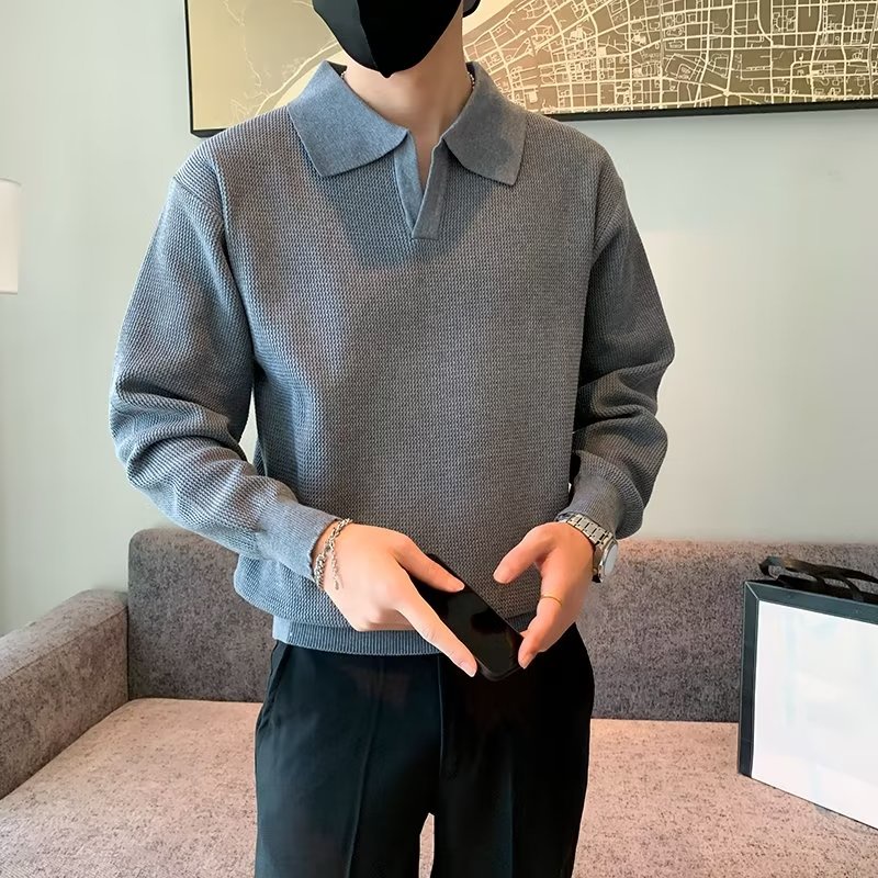 Áo Len Dài Tay Cổ v Thời Trang Nam Tính Mới