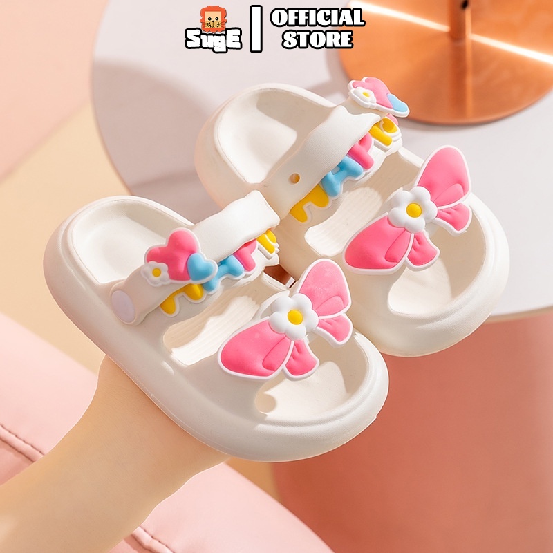 Suge Dép sandal Đi Trong Nhà Bằng eva Chống Trượt Đính Nơ Họa Tiết Hoạt Hình Dễ Thương Cho Bé Gái