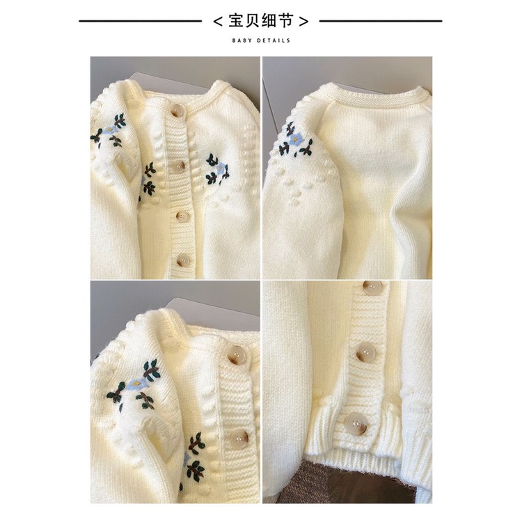 Skms Áo Khoác cardigan Dệt Kim Tay Dài Cổ Tròn Thêu Họa Tiết Thời Trang Thu Đông 2023