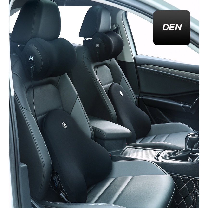 Xả- Tựa lưng massage trên ô tô AutoX tích hợp máy rung 6 chế độ và 3 cấp độ làm mạnh ruột cao su non cực êm [TặngQuà]