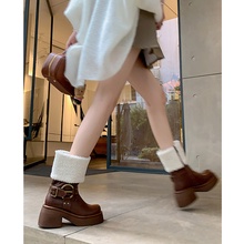 Melade ~ Giày Bốt martin Cổ Thấp Đế Dày Phong Cách Phương Tây Thời Trang Thu Đông 2023 Cho Nữ