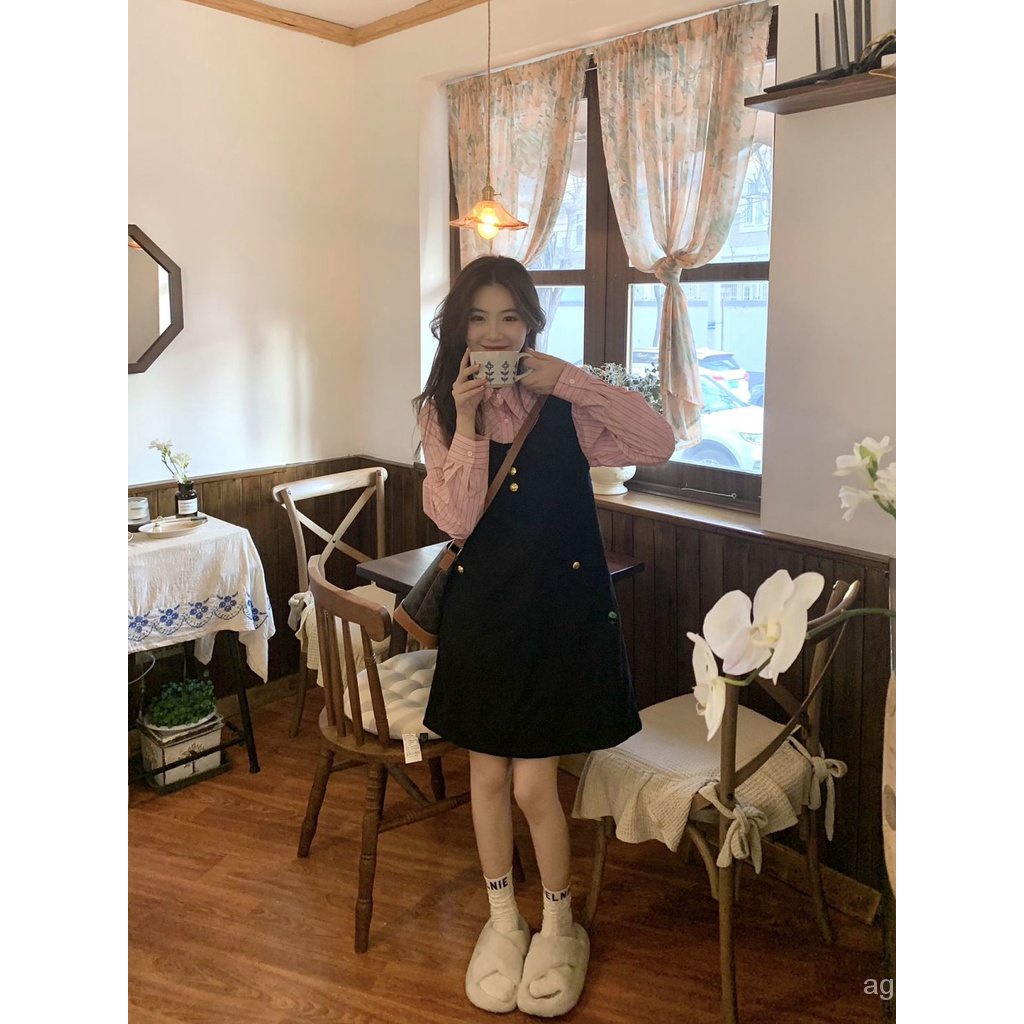 Đầm Sơ Mi Hai Dây Dáng Chữ a Thời Trang Xuân Thu Cho Nữ