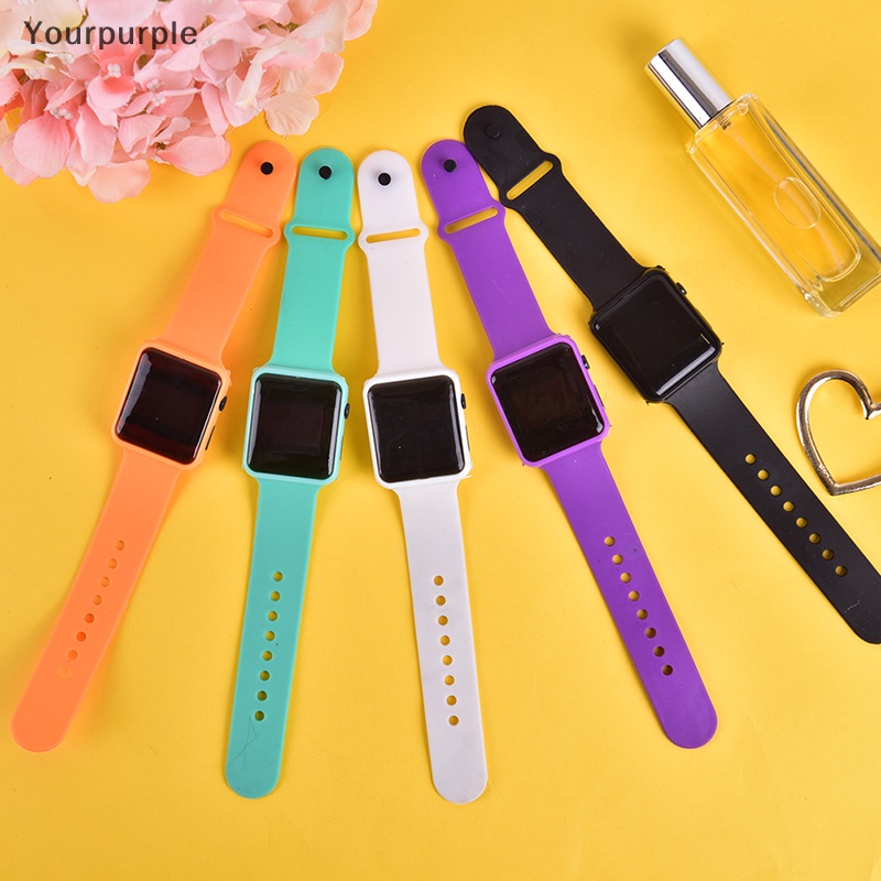 Đồng Hồ Điện Tử Dây Silicon Mặt Vuông Có Đèn led Thời Trang