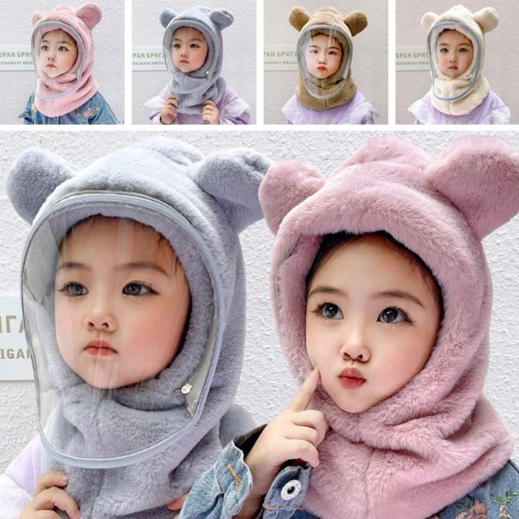 Mũ lông cừu trùm đầu. chống gió, che tai kèm kính 3 in 1 chống lạnh mùa đông cho bé
